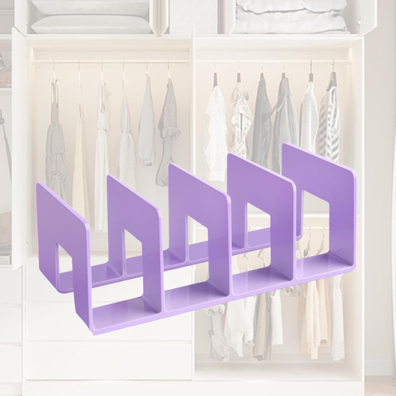 Wardrobe Divider Shelf Purse Organizer for Closet Shelf Dividers Purse Display Stand for Libraries, Purple