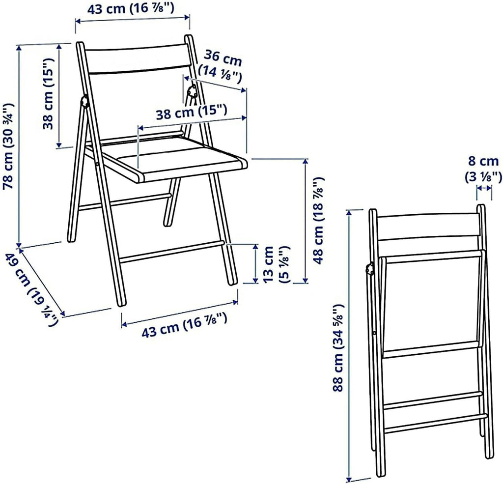 Home Wooden Folding Chairs, Foldable Wood Kitchen Solid Wood Frame, Max Load 242 Lbs, No Assembly Easy(White)