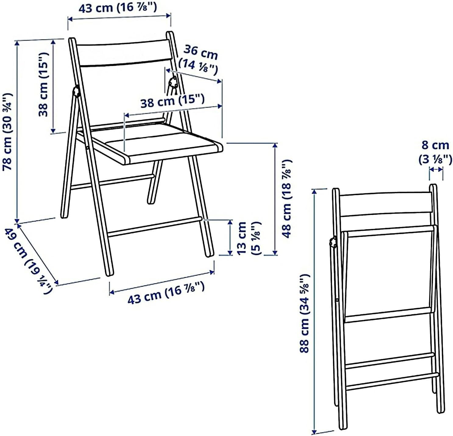 Home Wooden Folding Chairs, Foldable Wood Kitchen Solid Wood Frame, Max Load 242 Lbs, No Assembly Easy(White)