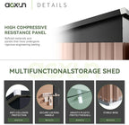 Aoxun 80 CU. FT Outdoor Storage Shed Waterproof Garden Metal Tool Shed, Brown