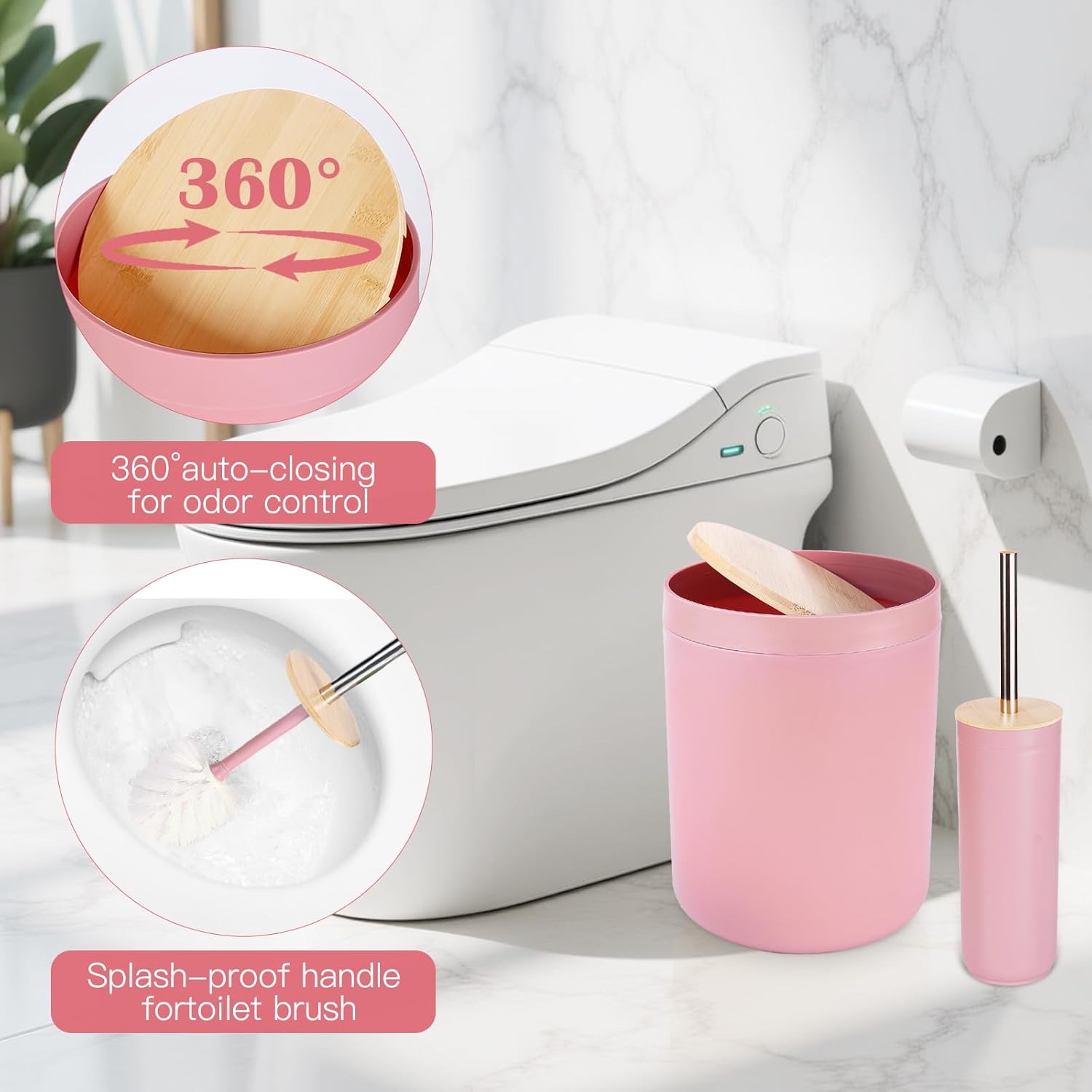 iMucci Bathroom Accessories Bathroom Sets with Shower Curtain, Bath Towel Set, Trash Can, Toilet Brush, Soap Dispenser, Bathroom Accessories Set Complete