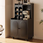 Kitchen Cabinet, Tall Pantry Cabinet, Versatile Cupboard for Dining Room, Farmhouse Tall Food Large Wood Pantry Storage Furniture for Kitchen Dining Room(Black)
