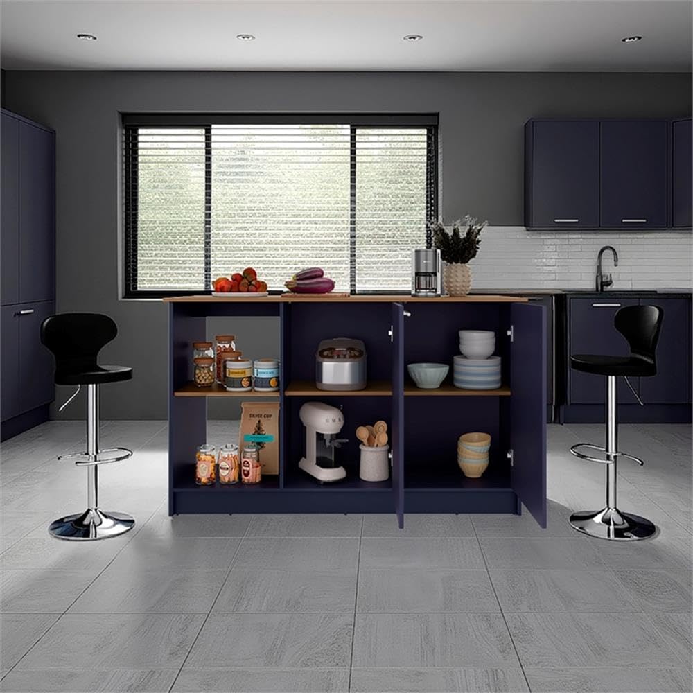 Pemberly Row Kitchen Island with Double Door Cabinet, 59in Wide, Manufactured...