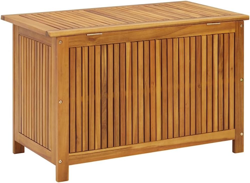 Wooden Patio Storage Box, Garden Tools Box Container, 35.4"x19.7"x2...