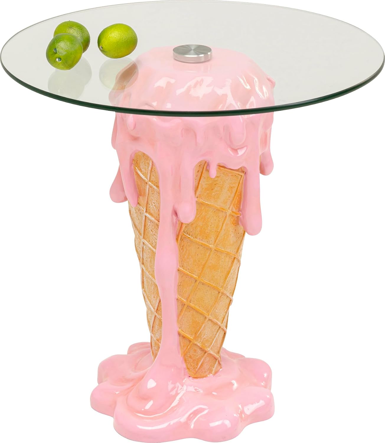 Kare Design Side Table Ice Cream, 48 cm Diameter, Modern, Safety Glass, Gift Idea, Sofa Side Table, Round Bedside Table, Room Decor, Home Decor for Living Room, Home Office, Hallway