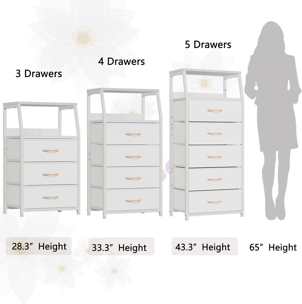Furnulem Tall Nightstand with 4 Fabric Drawers, Small Dresser for Bedroom | W...