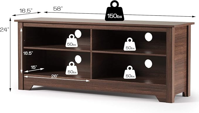 GORELAX Wooden TV Stand, Media Console Cabinet for TVs up to 65 Inch, Media Entertainment Center w/Large Storage Space & Adjustable Shelf, Farmhouse TV Stand for Living Room Bedroom