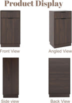 Tilt Out Trash Can Cabinet, Hidden Garbage Can Cabinet with Storage Drawers, Wave-Textured Front, 10 Gallon, Walnut