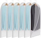 Clear Garment Bags for Hanging Clothes,40in Dress Clothing Suit Coat for Sweater Closet Storage Translucent Garment Dress Hanging Garment Bags Clothes Covers (6-Pack)