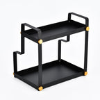 FFK 2 Tier Countertop Organizer, Cosmetic Organizer, Storage Shelf for Cabinet, Countertop, Pantry, Desktop, Ideal for Bathroom, Kitchen, Office (Black)