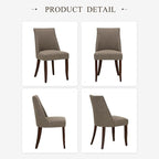 COLAMY Upholstered Dining Chairs Set of 2, Mid Century Modern Kitchen Chairs with Back, Farmhouse Fabric Side Dining Room Chairs with Wood Legs for Dining Room Restaurant, Brown
