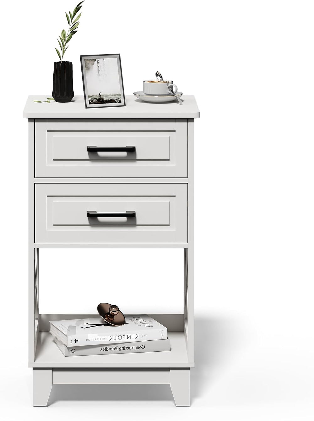 May in Color Nightstand with 2 Drawers, 30" Tall Beside Table for Bedroo...