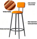 Tall Executive Office Chair, Metal Frame Side Chair, Commercial Stainless Steel Stool, Bar Stools, for Small Spaces Home Bedroom Study(Orange,75cm)