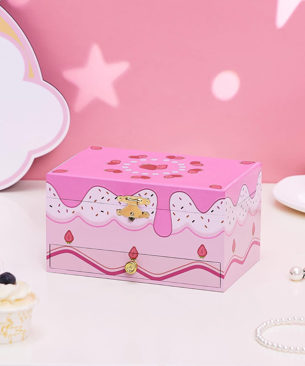 Homde Musical Jewelry Box for Girls: 2-Layer Spinning Fairy Organizer | Storage for Ring Necklace - Birthday Christmas Gift for Girls Ages 3 to 12 - Spinning Fairy Plays Melody When Lid Opens