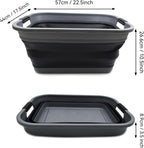 SAMMART 41L (10.8 gallon) Collapsible Plastic Laundry Basket - Foldable Pop Up Storage Container/Organizer - Portable Washing Tub - Space Saving Hamper/Basket, (Rectangular, Grey/Black)