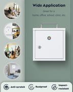 Uniclife Wall Mount Medicine Cabinet with Key Lock & Handle Locking First Aid Cabinet Lockable Medical Cabinet Lightweight Medium Medicine Organizer Secure Steel Wall Cabinet Metal Storage Box, White