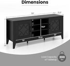 Giantex Farmhouse TV Stand for TVs up to 65", Entertainment Center with 4 Adjustable Storage Shelves & Tempered Glass Doors, Modern TV Console Table for Bedroom, Living Room