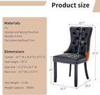 Modern Dining Chairs Set of 4, Tufted Upholstered Dining Chair with Solid Wood Legs, Velvet and Leather Dining Chairs, Sillas de Comedor, Comfy Kitchen Chair (Black+Orange, 4Pcs)