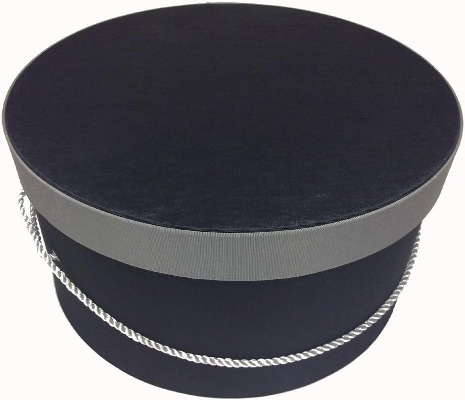 Sarah's Hat Boxes Classic Black/Gray Hat Box – 18.5" x 9.5" (Dia. x Ht.) Handmade in USA – Odorless Non-Toxic Adhesive, Cording Handle – Premium Storage for Hats & Accessories