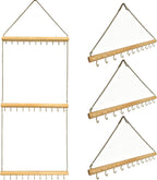 Hanging Jewelry Organizer with 36 Hooks - 15.7 Inch Hanging Wooden Display Rack for Necklaces, Bracelets, Earrings, Headbands - Space Saving Decor