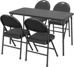 coucheta 5-Piece Rectangle Folding Table and Chairs Set, Foldable Portable Card Table and Chairs, Scratch & Stain Resistant Tabletop, for Dining Room, Living Room, Office, Camping, Gatherings, Black