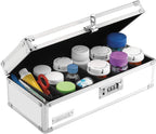 Vaultz Locking Medicine Storage Box with Combination Lock, 3.75" x 11.88" x 5.25", White (VZ00346)