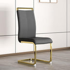 AZmac Modern Leather Dining Chairs Set of 8,Armless Kitchen Chairs,Dining Room Chairs with Upholstered Padded Seat and Sturdy Gold Legs for Dining Room,Kitchen (Set of 8, Dark Grey-Gold Leg)
