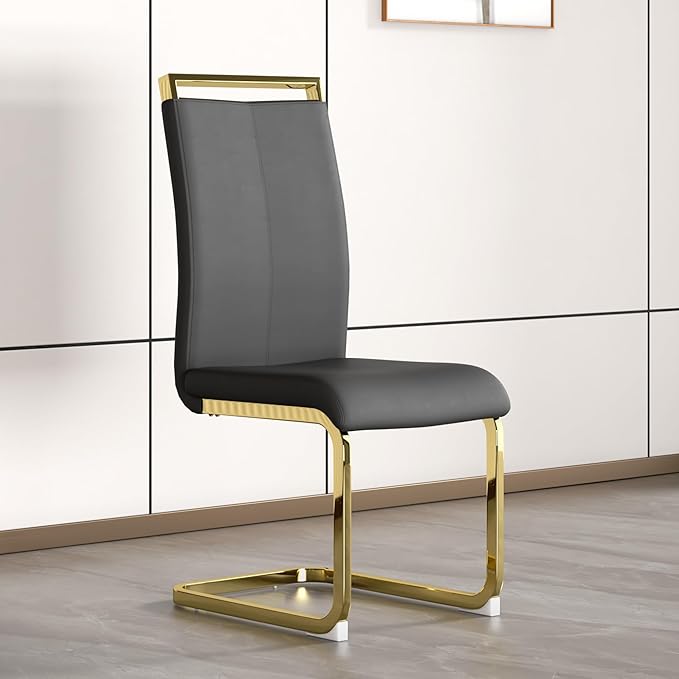 AZmac Modern Leather Dining Chairs Set of 4,Armless Kitchen Chairs,Dining Roo...