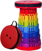 Portable Folding Stool for Queuing and Bus Waiting, Adjustable Plastic Seat with Durable Construction，Rainbow Color