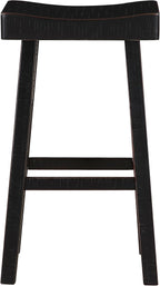 Lexicon Saddle Bar Stools Set of 2 Barstools with Footrest, Armless Dining Chairs for Kitchen Island, Breakfast Nook, Living Room, Pub Height, Black