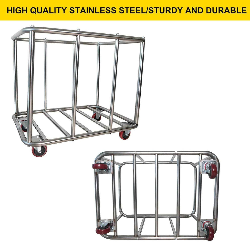 Laundry Cart Commercial,11.35 Bushel Large Industrial Rolling Laundry Hamper with 4 Inch Wheels,Home Heavy Duty Laundry Baskets with Stainless Steel Frame, 260 LBS Load