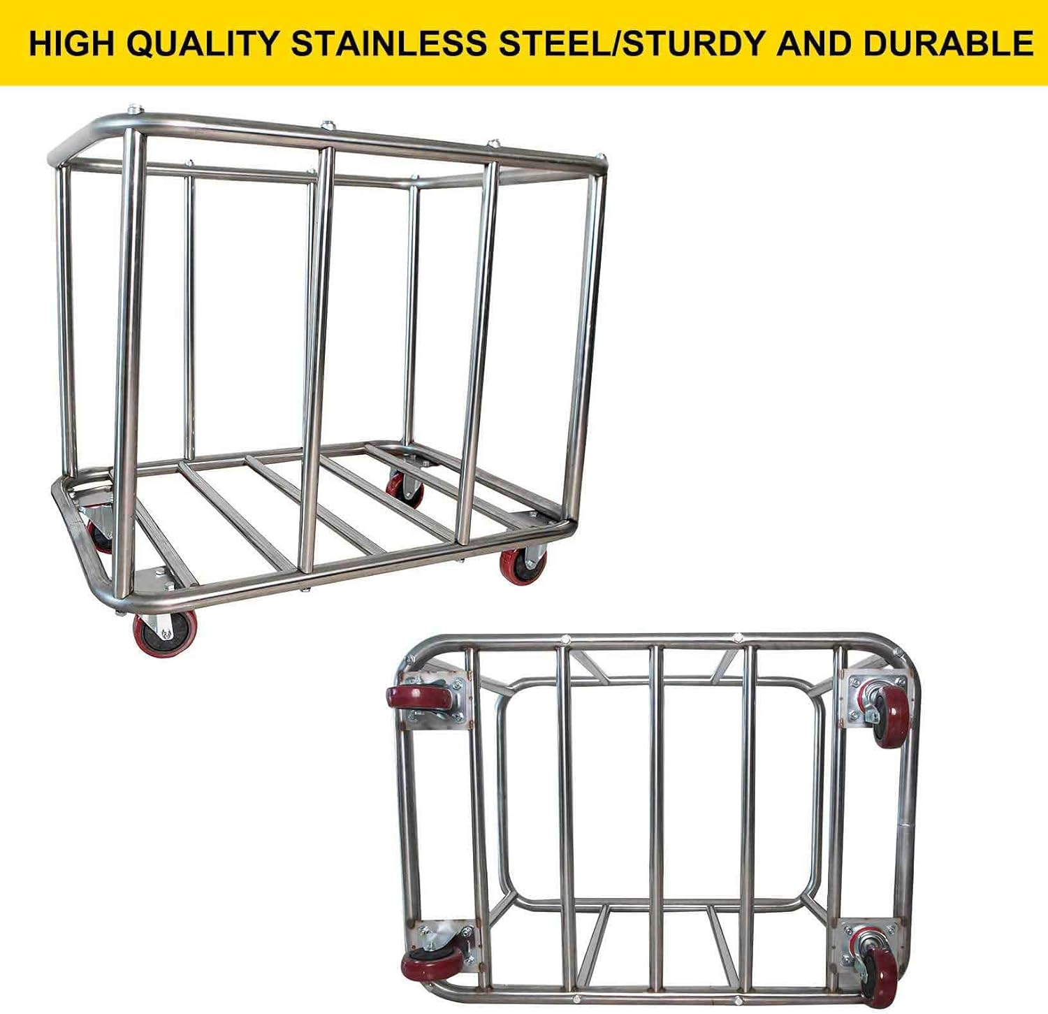Laundry Cart Commercial,11.35 Bushel Large Industrial Rolling Laundry Hamper with 4 Inch Wheels,Home Heavy Duty Laundry Baskets with Stainless Steel Frame, 260 LBS Load