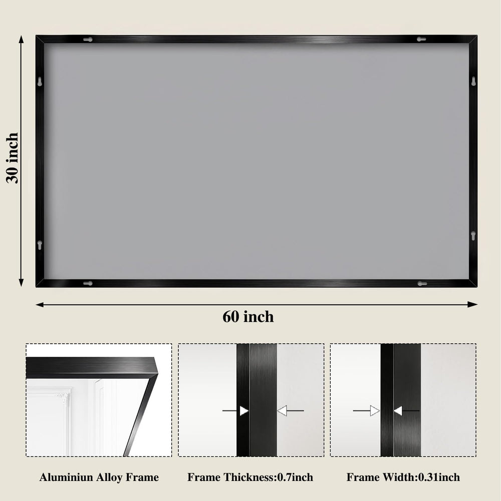 Koonmi Black Mirrors for Wall, 30x60 Inch Bathroom Mirror, Rectangular Wall M...