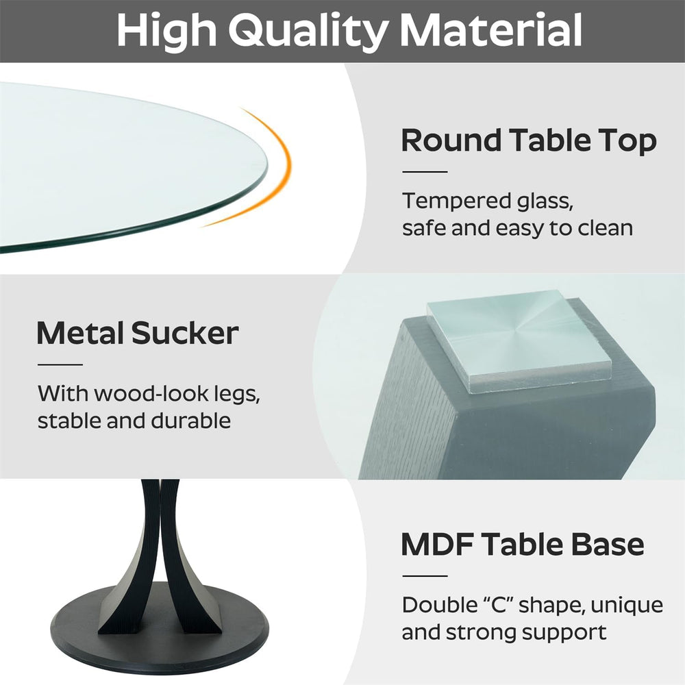 5-Piece Dining Table Set with 39In Tempered Glass Table and 4 Velvet Upholste...
