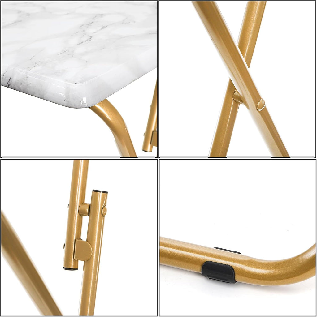 ZAVOOS Folding TV Tray Table, Rectangular TV Trays Dinner Snack Table for Eating on Couch, Portable Sturdy Marble Laptop Table with No Assembly Required for Bed, Recliner, Small Space