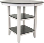 Poundex 5 Piece Counter Height Dining Set in White and Gray