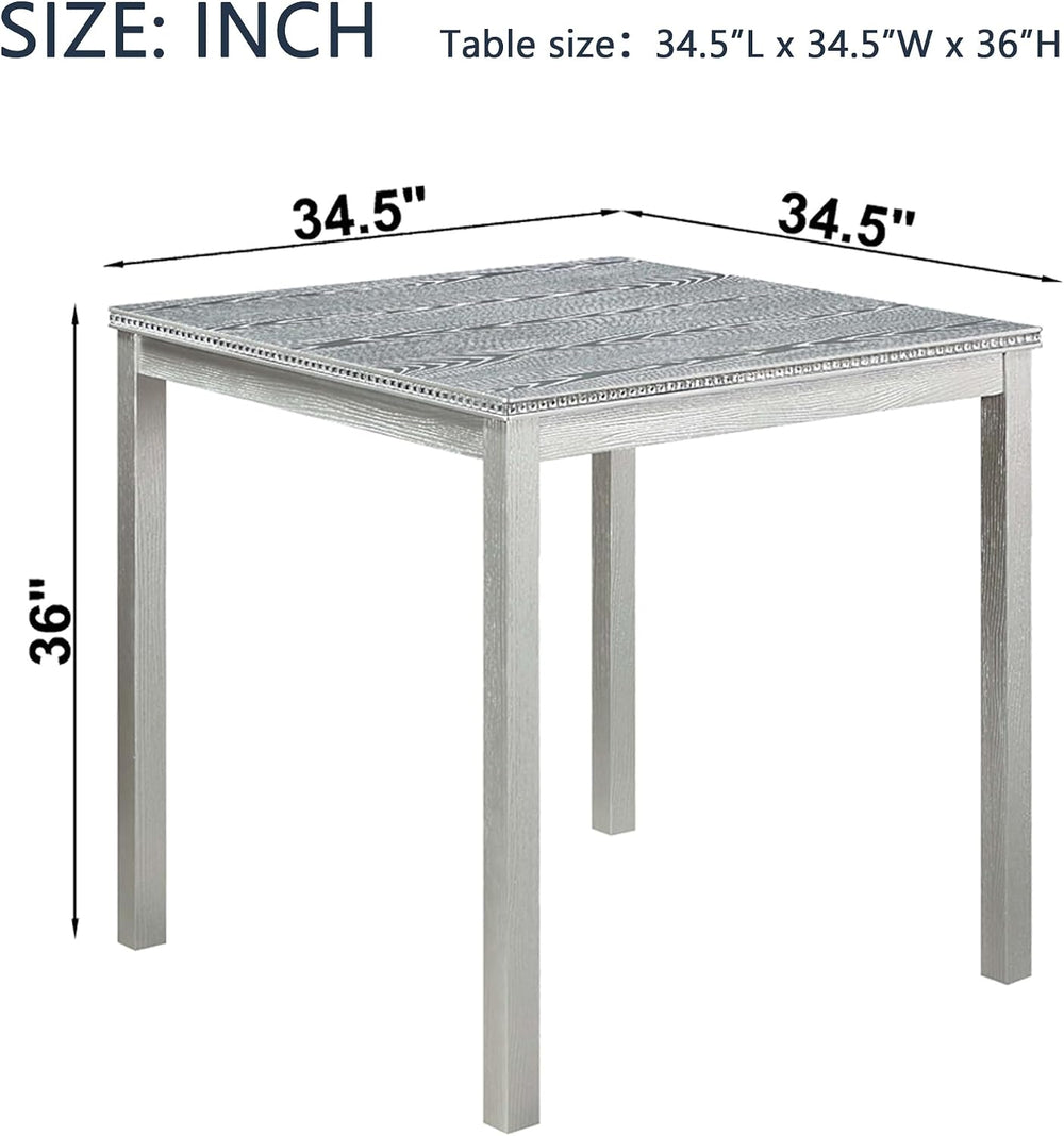 LUMISOL Wood Square Dining Table for 4, Farmhouse Counter Height Kitchen Tabl...