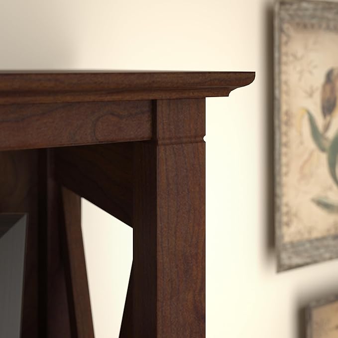 Bush Furniture Tall 5 Shelf Bookcase for Living Room or Home Office, Large Bookshelf, Modern Farmhouse Style, Key West Collection, Bing Cherry