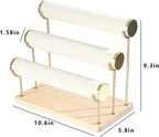 Coward Bracelet Holder Stand Rack, Removable Bracelet Display Organizer, T-Bar Wood Base Bangle Watch Scrunchies Jewelry Storage Towers for Home Desk or Shop Selling (3 Layer)