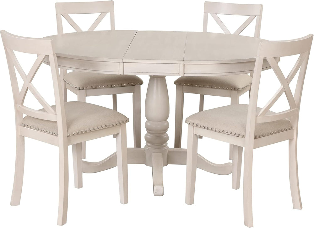 Extendable Dining Table Set for 4, 5 Piece Kitchen Table and Chairs Set, 4 X-...