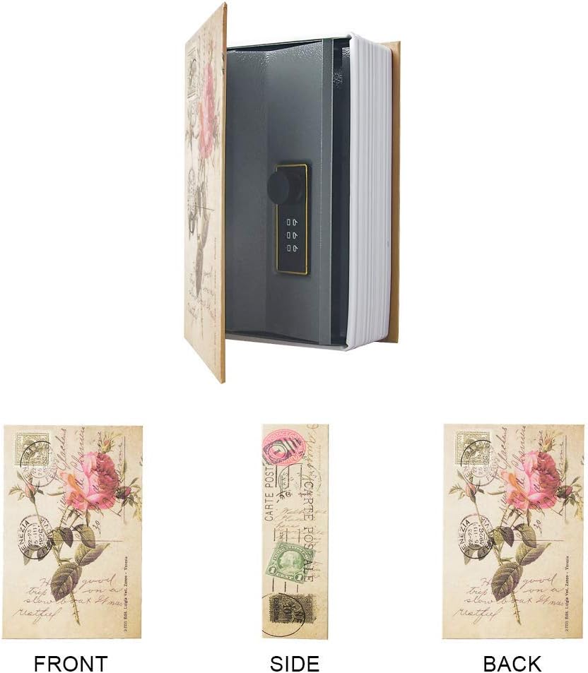 Diversion Book Safe Storage Box (9.5"×6"×2.2"), Dictionary Secret Safe Can with Security Combination Lock, Diversion Book Hidden Safe (Rose,Combination)