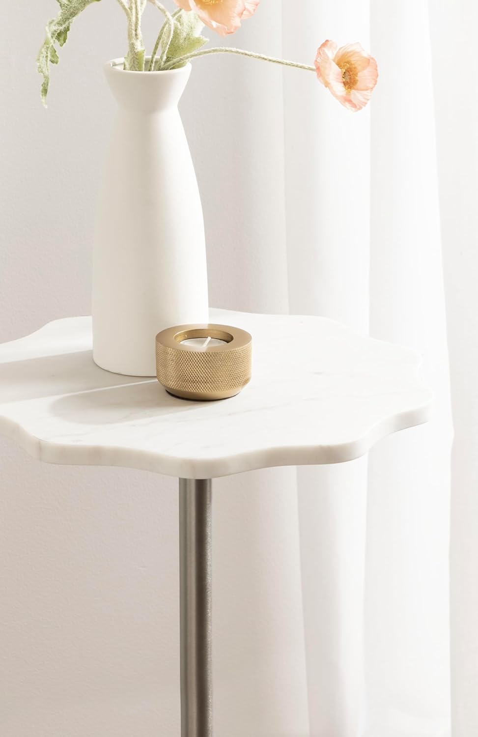 Kate and Laurel Sanzo Modern Pedestal Round Side Table, 14 x 14 x 24, White M...