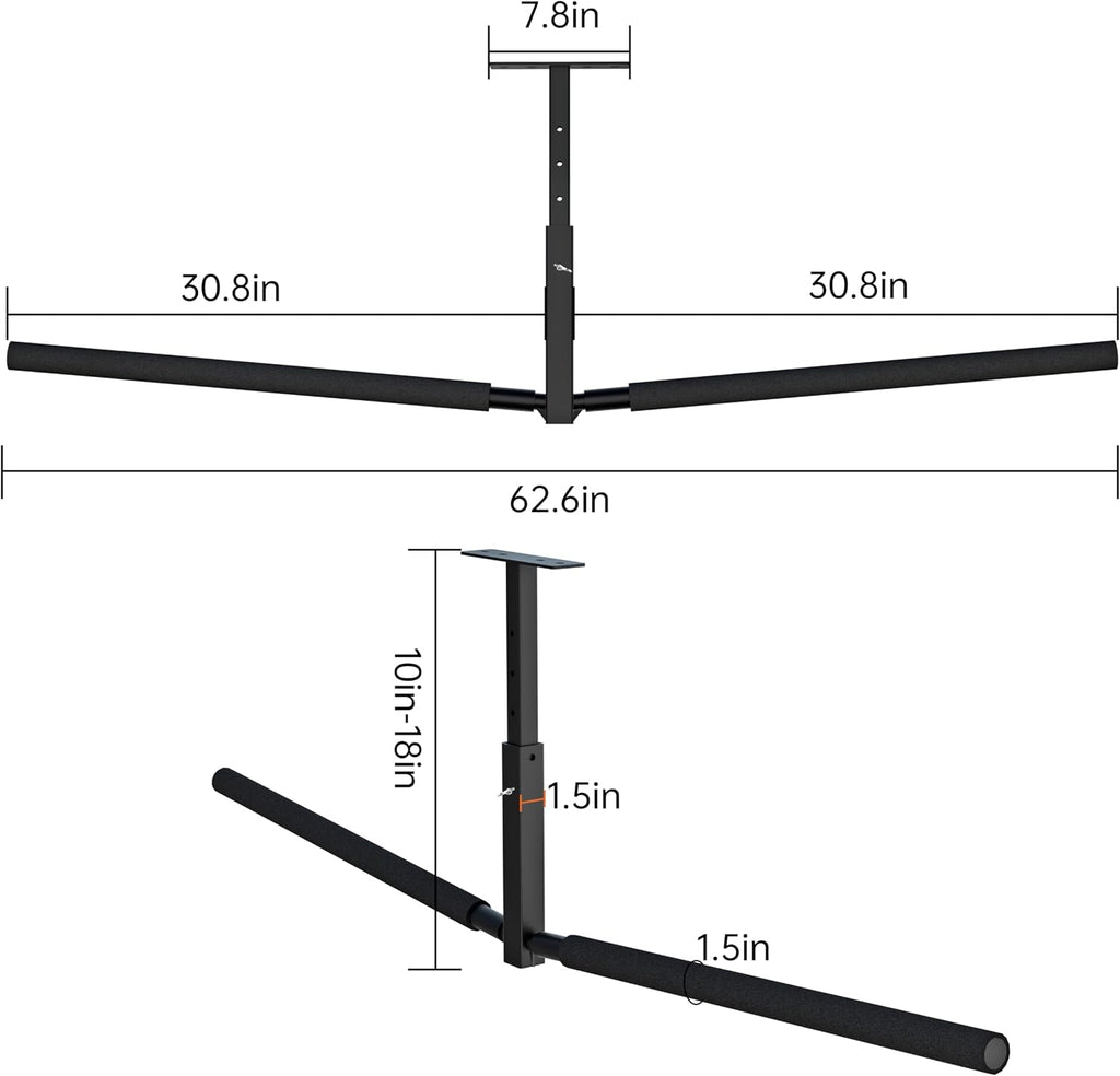 TRUSOON Double Kayak/Ladder Ceiling Storage Rack, Hi Port 2 Ladder Hanger Overhead Garage Kayak Ladder Rack, Holds 200 lbs, Adjustable Height Design, Black