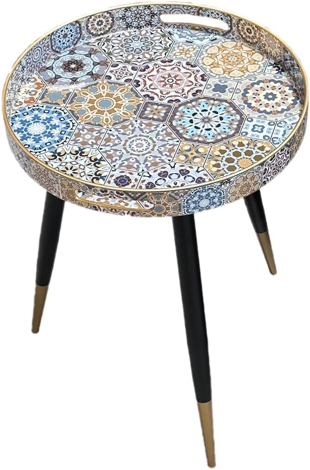 Small Round Accent End Table with Tray Top for Living Room, Bedside, Balcony ...