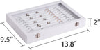 Frebeauty Rings/Earrings Organizer Tray with Clear Lid 10 Slots Velvet Drawer Insert Jewelry Storage box Transparent Glass lid Jewelry Display Case Showcase Gift for Girls Women (White, 10 Slots)