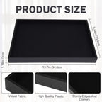 Velvet Jewelry Tray for Drawers Black Jewelrys Display Tray Stackable Jewelry Organizer Trays for Necklace Bracelet Ring Watch (4, Black)