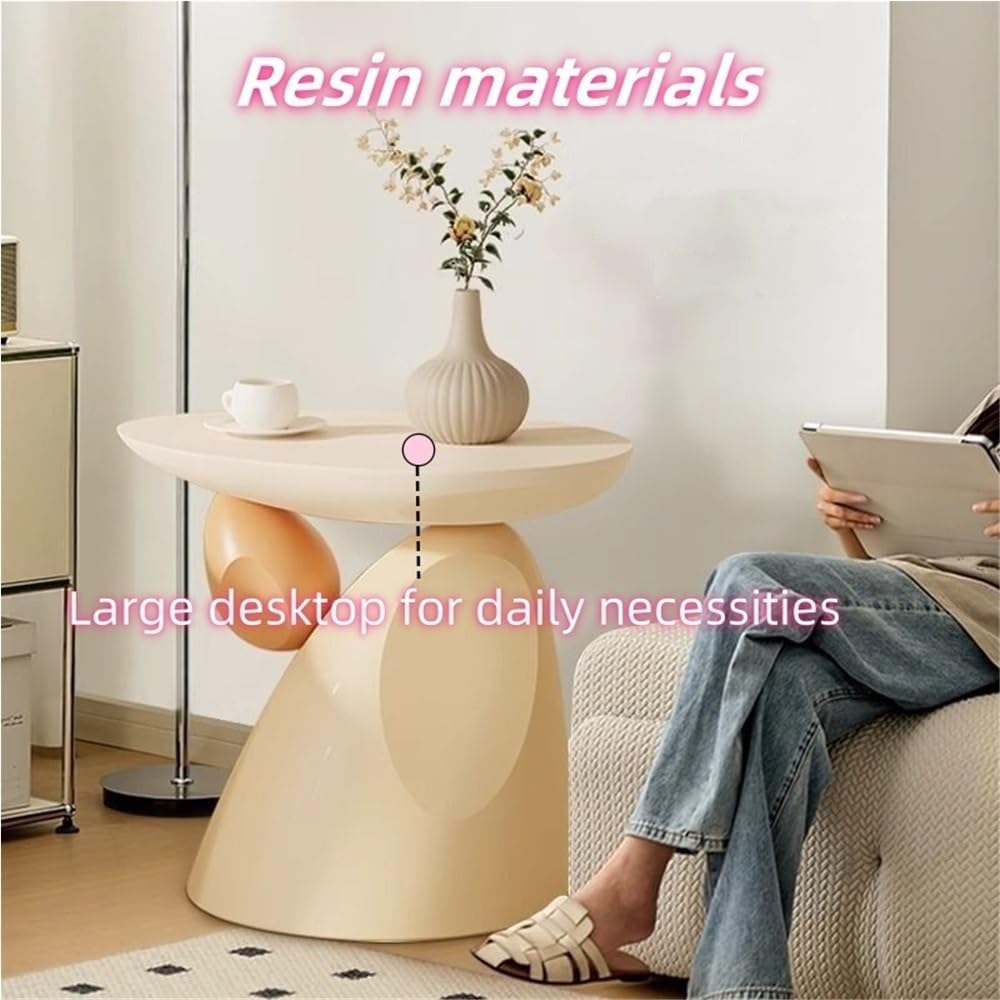 Resin Side Table, Stone Side Table Decoration, Small Bedside Table, Multifunc...
