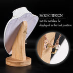 Coward 3D PU Leather Necklace Display Holder Bamboo Chain Jewelry Organizer Model Bust Stand (White pu, 11.4")