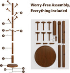 Taitiy Solid Wood Coat Rack Freestanding Coat Tree with 10 Hooks for Bedroom, Livingroom, Entryway, Sturdy Coat Hanger Stand for Hats, Coats, Scarves, Handbags, Purses