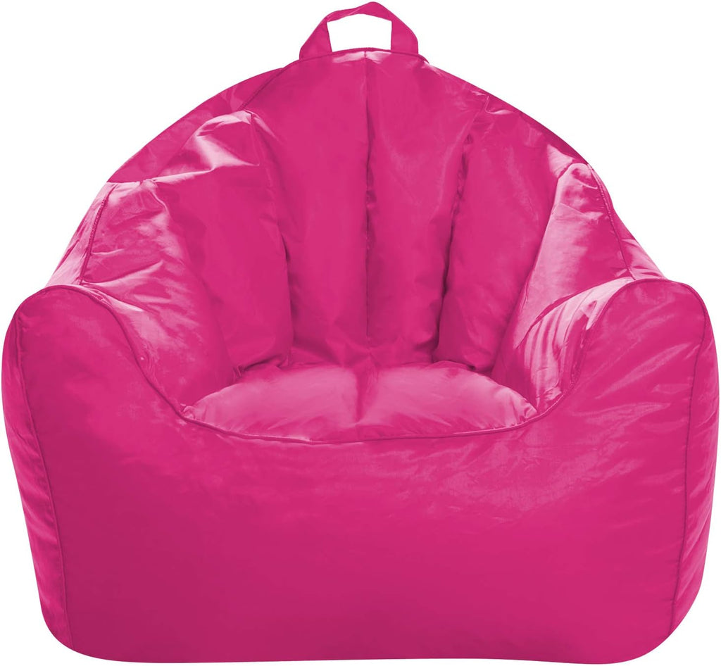 Posh Creations Structured Comfy Bean Bag Chair for Gaming, Reading, and Watching TV, Malibu Lounge, Soft Nylon-Pink